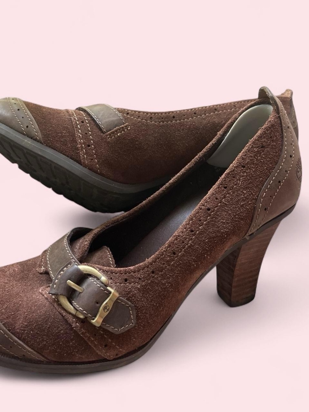 Timberland Brown Suede Buckle Heels